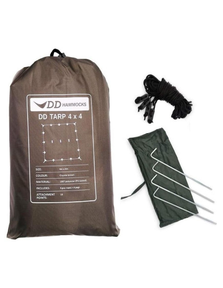 DD Hammocks Tarp 4x4 Marrón Coyote - Lona Impermeable 4m x 4m