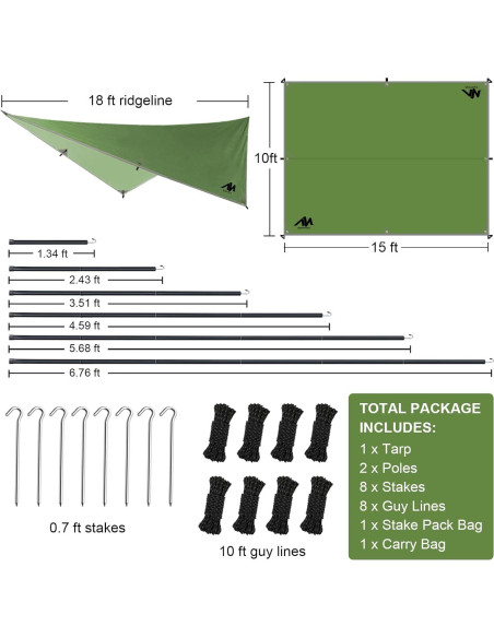 Toldo de Camping KANCOKIT Grande 3.05x4.57m Impermeable