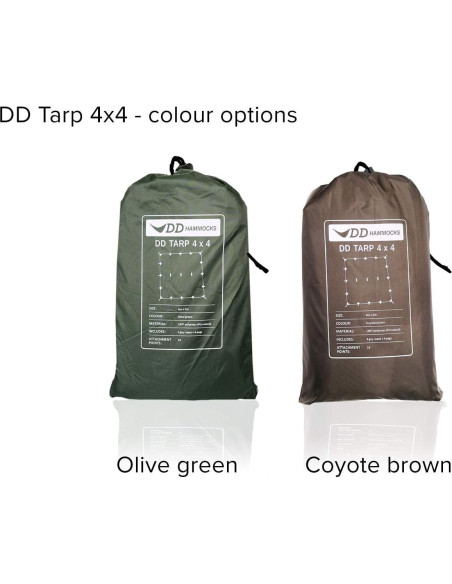 DD Hammocks Tarp 4x4 Marrón Coyote - Lona Impermeable 4m x 4m