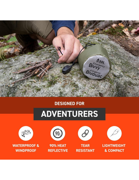Bivvy de Emergencia S.O.L. Verde 91x213 cm Impermeable