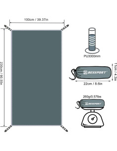 Sombra de Tienda Bessport Impermeable 230x100 cm para Camping 2