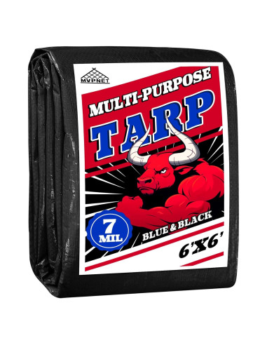 Lona Impermeable MVPNET 6x6 Azul y Negro Resistente UV