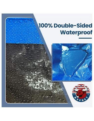 Lona Impermeable MVPNET 6x6 Azul y Negro Resistente UV
