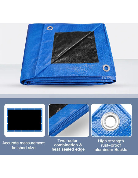 Lona Impermeable MVPNET 6x6 Azul y Negro Resistente UV