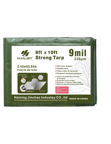 Lona 2.44 x 3.05 m Gruesa PE Hanjet Impermeable Verde Militar