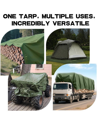 Lona 2.44 x 3.05 m Gruesa PE Hanjet Impermeable Verde Militar