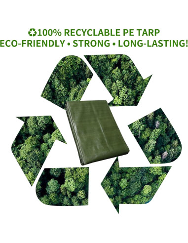 Lona 2.44 x 3.05 m Gruesa PE Hanjet Impermeable Verde Militar