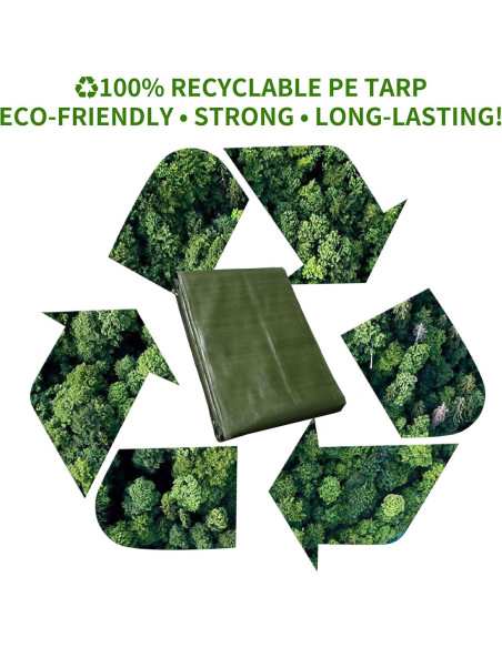 Lona 2.44 x 3.05 m Gruesa PE Hanjet Impermeable Verde Militar