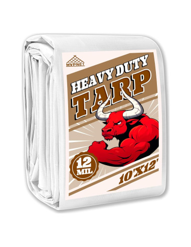 Lona Impermeable MVPNET 3.05x3.66m 12mil Blanca Resistente UV