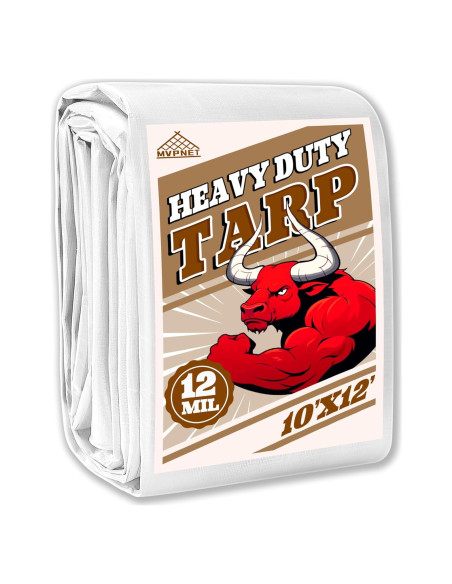 Lona Impermeable MVPNET 3.05x3.66m 12mil Blanca Resistente UV