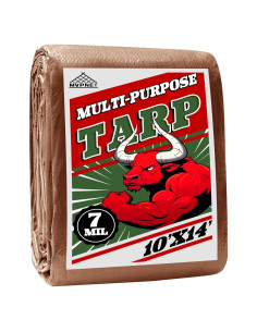 Lona Impermeable MVPNET 3.05x4.27m 7mil Verde/Marrón con Ojetes