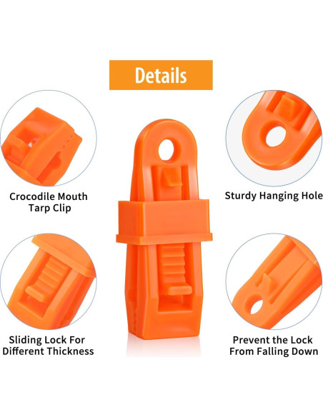 Clips de Lona Outus 20 Pcs Boca de Cocodrilo Anaranjado