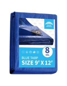 Lona Azul 2.74x3.66m RAINDEWAY 8 Mil Impermeable UV