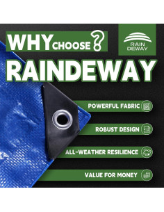 Lona Azul 2.74x3.66m RAINDEWAY 8 Mil Impermeable UV 2