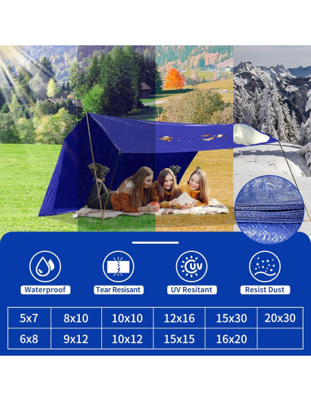 Lona Impermeable MVPNET 6.1x9.1m Azul 5mil UV Resistente