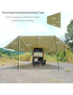 Toldo de Camping GEERTOP para Automóviles Verde Lunar 498x578 cm 2