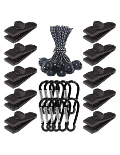 30 Clips de Tarp Alta Resistencia Senylanhxy con Cuerdas y Mosquetones