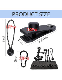 30 Clips de Tarp Alta Resistencia Senylanhxy con Cuerdas y Mosquetones 2