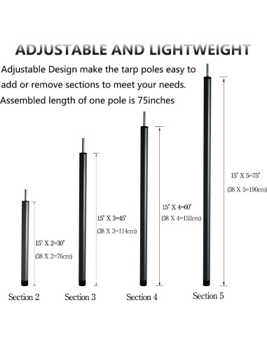 Postes ajustables para toldo Hibinew HB - Acero 190.5 cm