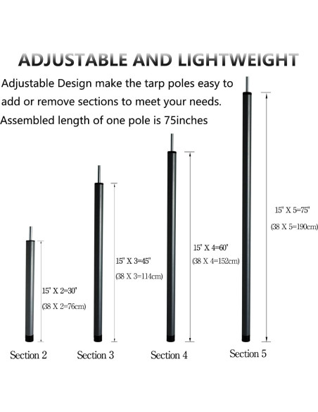 Postes ajustables para toldo Hibinew HB - Acero 190.5 cm