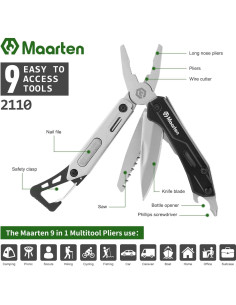 Multiherramienta Compacta Maarten 9 en 1 de Acero Inoxidable 2