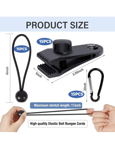 45 Piezas Sujetadores de Lona Dualshine con Cuerdas y Clips