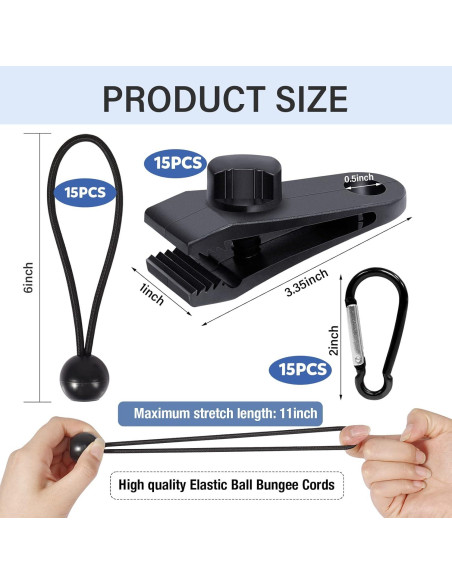 45 Piezas Sujetadores de Lona Dualshine con Cuerdas y Clips