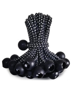 Cuerda Bungee Pesada PerkHomy 30 Pcs 15 cm Negra y Blanca