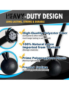 Cuerda Bungee Pesada PerkHomy 30 Pcs 15 cm Negra y Blanca 2