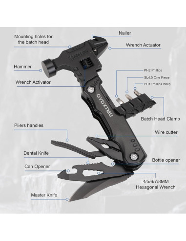 Martillo Multiherramienta 18 en 1 OYDXTMU para Camping