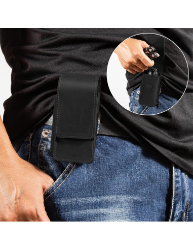 Funda de Multiherramienta de Cuero Baizoy Negro EDC 12.07x4.06cm