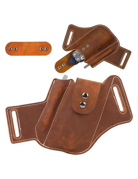 Funda de Cuero Biobasedon para Multiherramienta EDC Marrón