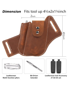 Funda de Cuero Biobasedon para Multiherramienta EDC Marrón 2