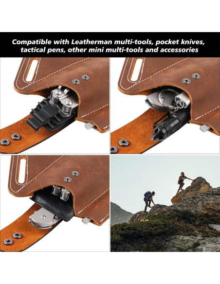Funda de Cuero Biobasedon para Multiherramienta EDC Marrón
