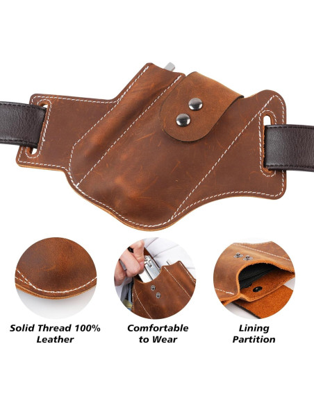 Funda de Cuero Biobasedon para Multiherramienta EDC Marrón