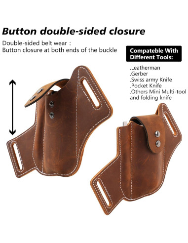 Funda de Cuero Biobasedon para Multiherramienta EDC Marrón