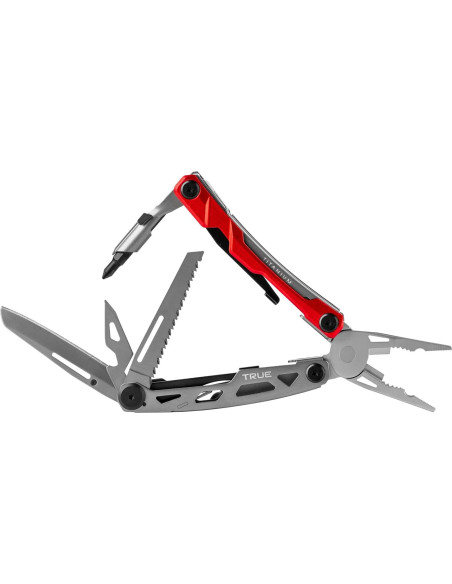 Multi-Herramienta de Bolsillo VERDADERO 8 en 1 Titanio Plata/Rojo