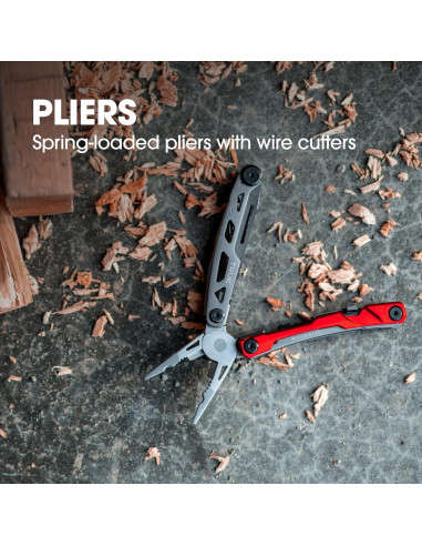 Multi-Herramienta de Bolsillo VERDADERO 8 en 1 Titanio Plata/Rojo