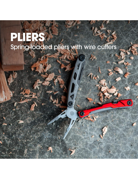 Multi-Herramienta de Bolsillo VERDADERO 8 en 1 Titanio Plata/Rojo