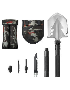 Pala de Supervivencia Happybuy 8 en 1 Grado Militar Compacta