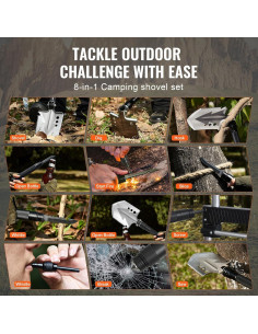 Pala de Supervivencia Happybuy 8 en 1 Grado Militar Compacta 2