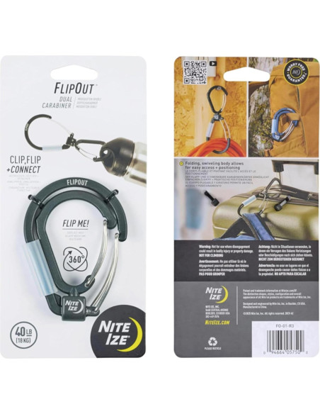 Mosquetón Doble Nite Ize FlipOut - Aluminio 18 kg - Plegable