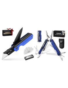 Cuchillo Plegable Multi Herramienta WORKPRO 2-en-1 Azul
