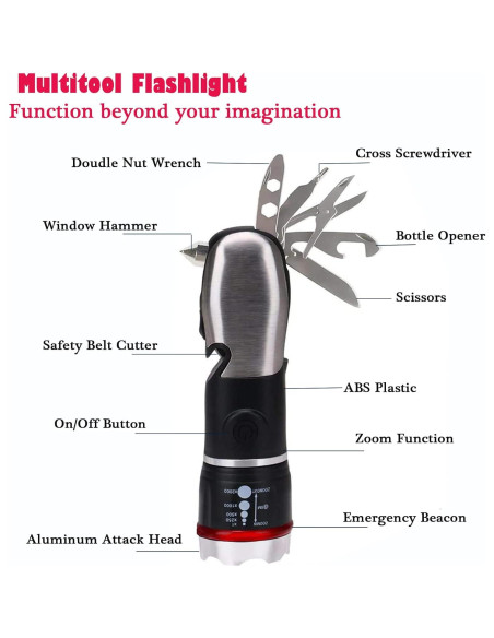 Linterna LED Multiherramienta GaiGaiMall 7 en 1 para Emergencias Linterna LED Multiherramienta GaiGaiMall 7 en 1 para Emergencias