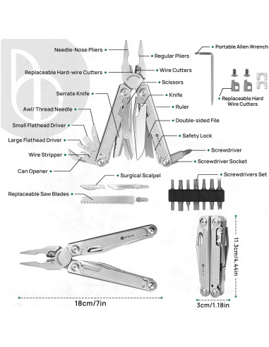 Multiherramienta Plegable BIBURY Pro Series BI2049 + BI2045 Dorado