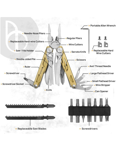 Multiherramienta Plegable BIBURY Pro Series BI2049 + BI2045 Dorado