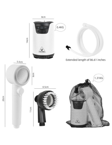 Ducha Portátil ULTAC 10000mAh IPX7 con Pantalla LED