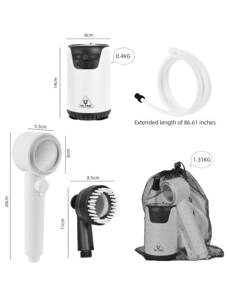 Ducha Portátil ULTAC 10000mAh IPX7 con Pantalla LED