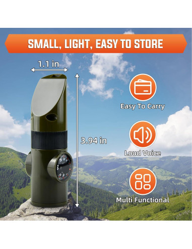 Silbato de Supervivencia 7 en 1 Mehungrered Verde