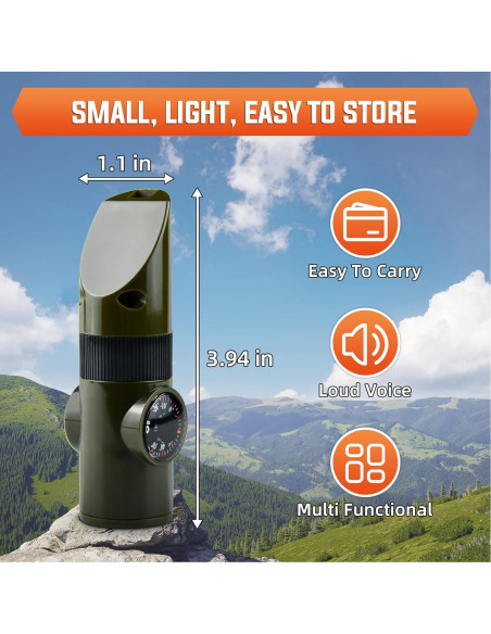 Silbato de Supervivencia 7 en 1 Mehungrered Verde